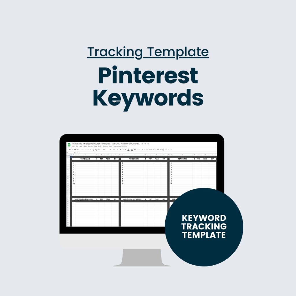 Pinterest Keyword Tracking Template by Kathryn Moorhouse for Pinterest Managers