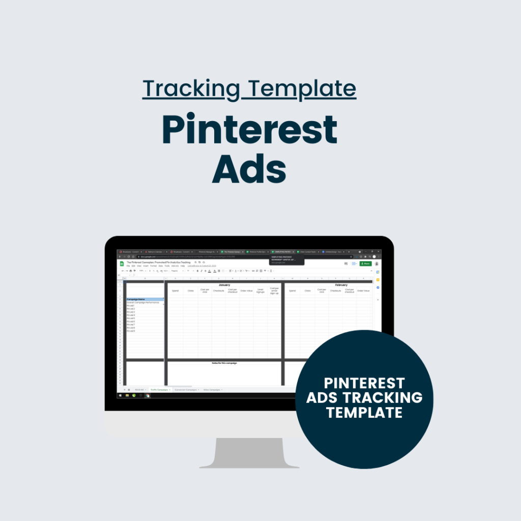 Pinterest Ads Tracking Template by Kathryn Moorhouse for Pinterest Managers